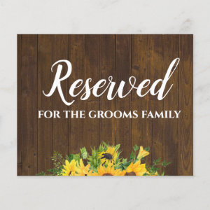 Reserved for Grooms Family Rustic Wedding Sign