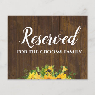 Reserved for Grooms Family Rustic Wedding Sign