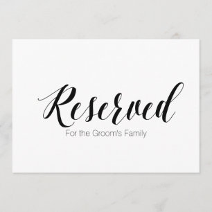 "Reserved for Groom's Family" Wedding Sign Invitation