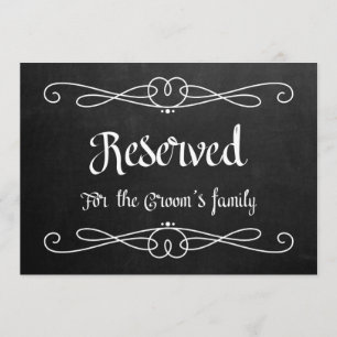 "Reserved for Groom's Family" Wedding Sign Invitation