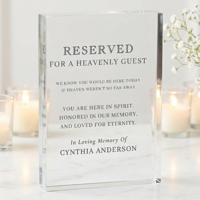 Reserved for Heavenly Guest Wedding Memorial Photo Block (reserved for heavenly guest, acrylic memorial sign, modern wedding decor)