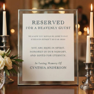 Reserved for Heavenly Guest Wedding Memorial Sign