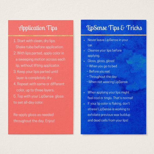 Reserved for RaniaLipSense Application & Tips Card (Front & Back)