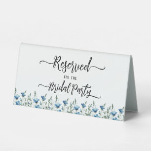 Reserved for the Bridal Party Blue Wildflowers Table Tent