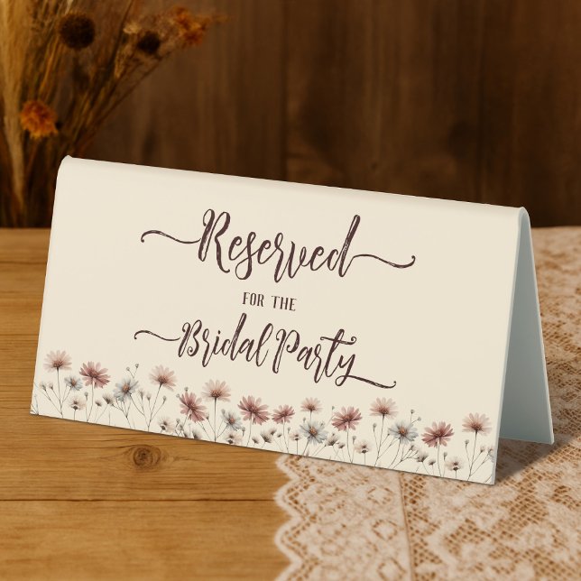 Reserved for the Bridal Party Boho Wildflowers Table Tent (Creator Uploaded)