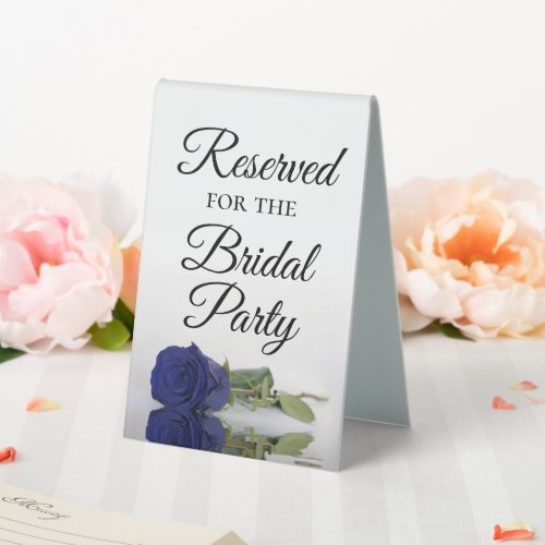 Reserved for the Bridal Party Chic Navy Blue Rose Table Tent Sign