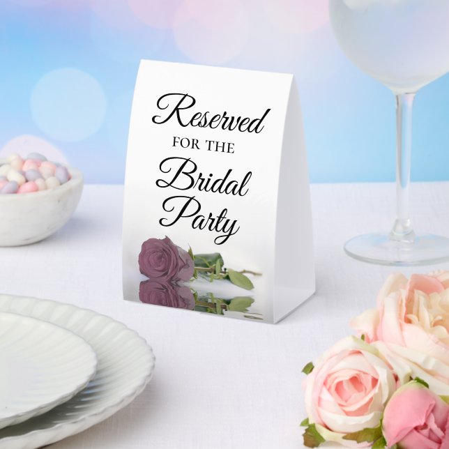 Reserved for the Bridal Party Dusty Mauve Rose Paper Table Tent (Insitu(Wedding))