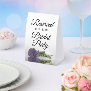 Reserved for the Bridal Party Dusty Purple Rose Paper Table Tent
