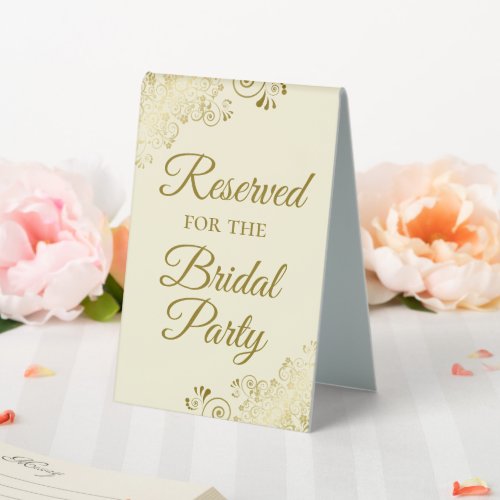 Reserved for the Bridal Party Elegant Gold  Cream Table Tent Sign