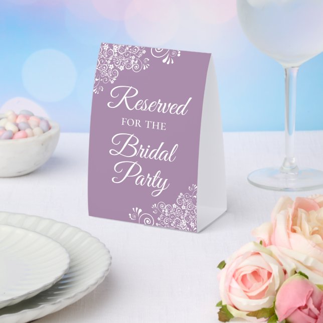 Reserved for the Bridal Party Elegant Lavender Paper Table Tent (Insitu(Wedding))