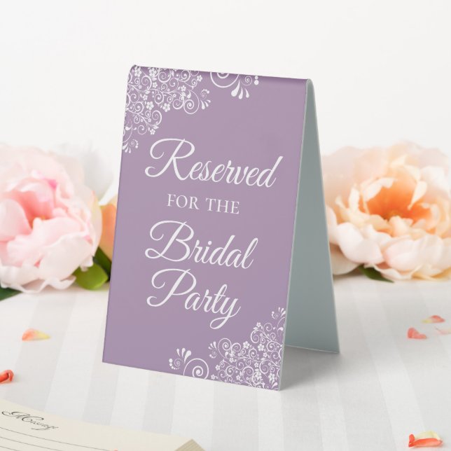 Reserved for the Bridal Party Elegant Lavender Table Tent (In SItu (Wedding))