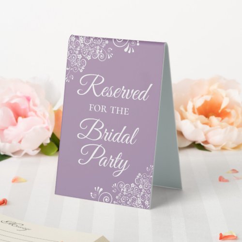 Reserved for the Bridal Party Elegant Lavender Table Tent Sign