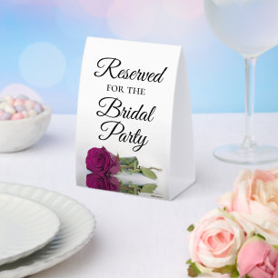 Reserved for the Bridal Party Elegant Magenta Rose Paper Table Tent