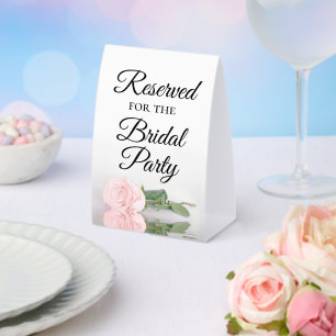 Reserved for the Bridal Party Elegant Pink Rose Paper Table Tent