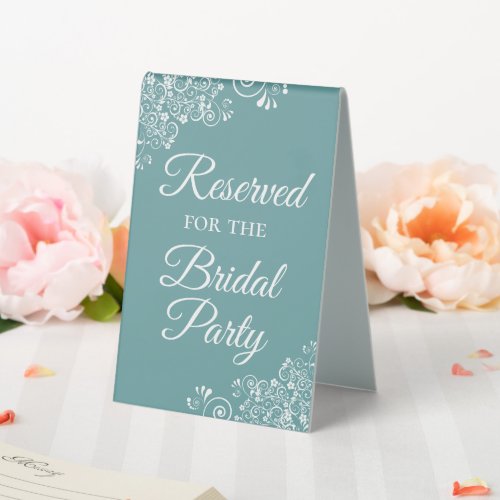 Reserved for the Bridal Party Elegant Teal Aqua Table Tent Sign