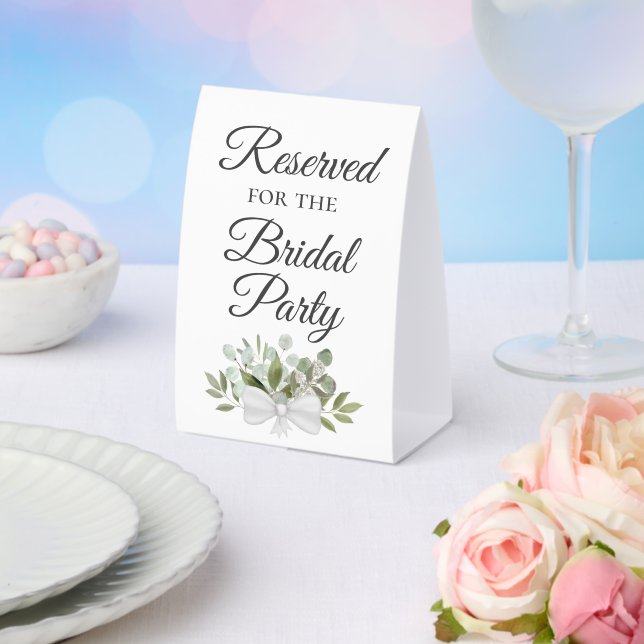 Reserved for the Bridal Party Eucalyptus Bouquet Paper Table Tent (Insitu(Wedding))