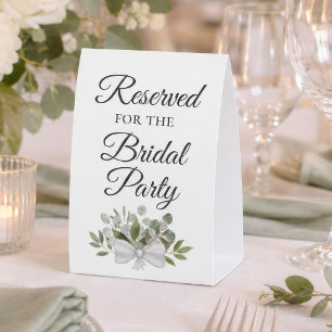 Reserved for the Bridal Party Eucalyptus Bouquet Paper Table Tent