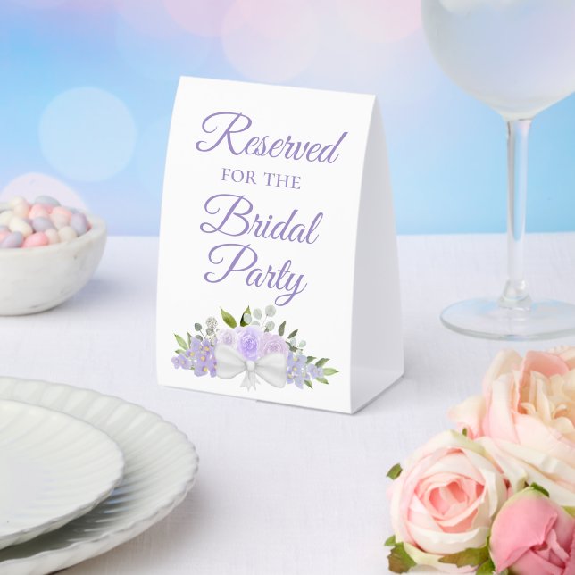Reserved for the Bridal Party Lavender Boho Floral Paper Table Tent (Insitu(Wedding))