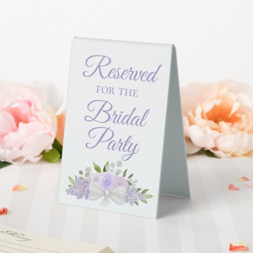 Reserved for the Bridal Party Lavender Boho Floral Table Tent Sign