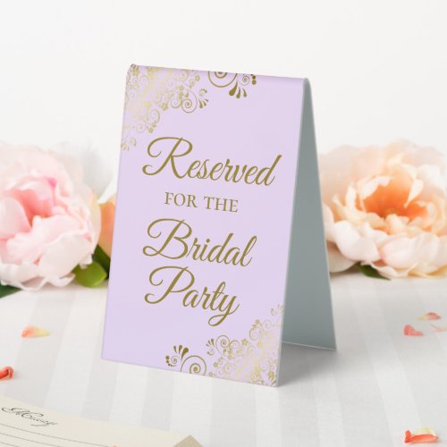 Reserved for the Bridal Party Lilac Purple  Gold Table Tent Sign