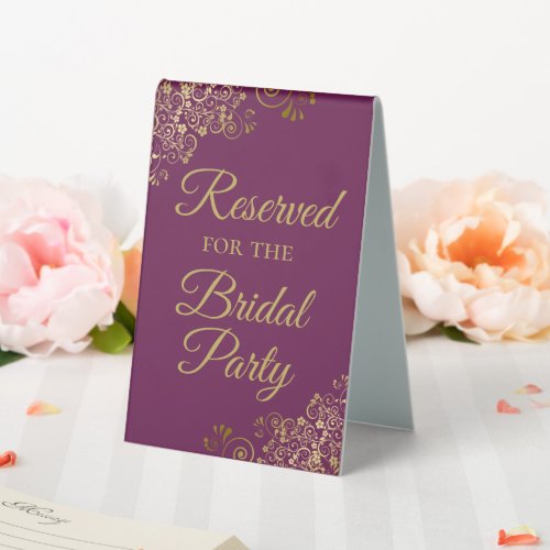 Reserved for the Bridal Party Magenta  Gold Table Tent Sign