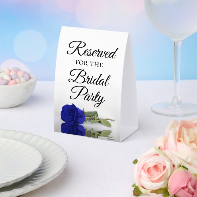 Reserved for the Bridal Party Royal Blue Rose Paper Table Tent (Insitu(Wedding))