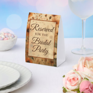 Reserved for the Bridal Party Sienna Wildflowers Paper Table Tent