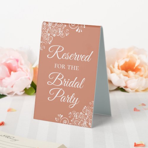 Reserved for the Bridal Party Terracotta Coral Table Tent Sign