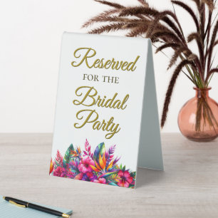 Reserved for the Bridal Party Tropical Garden Table Tent
