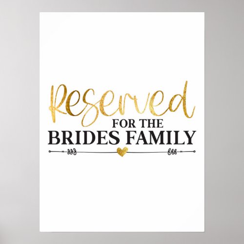 Reserved For The Brides Family White Gold Wedding Poster