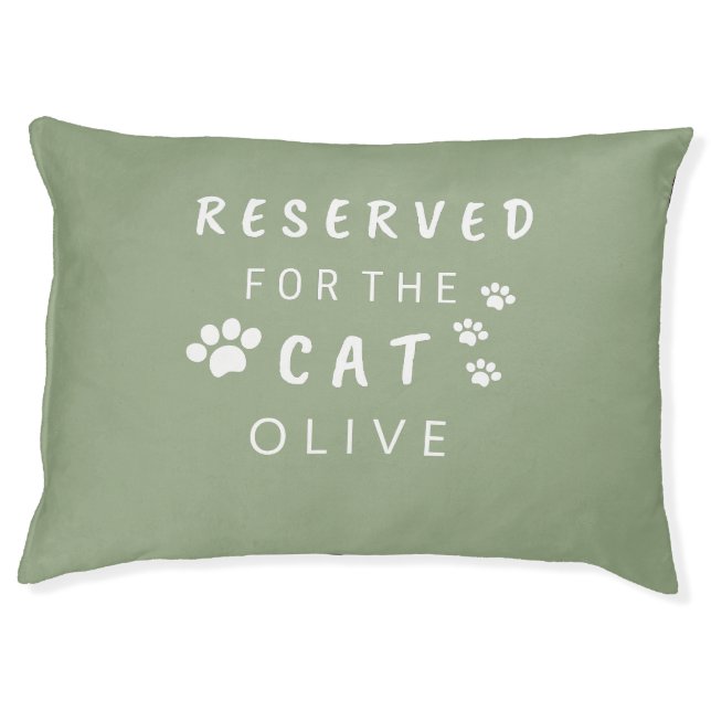 Reserved for the cat green pet name monogrammed  pet bed (Front)