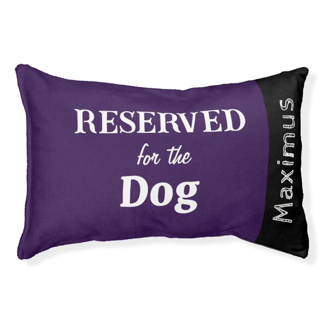 Reserved for the Dog Modern Purple Personalized Pet Bed (Front)
