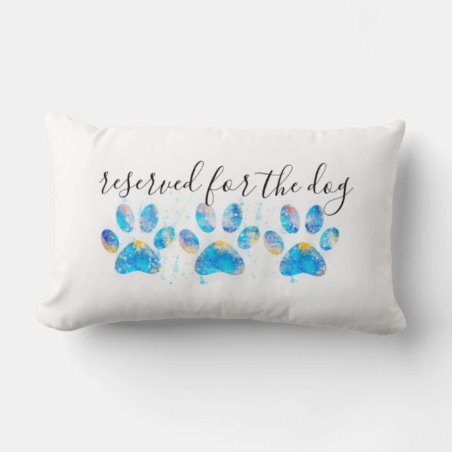 reserved for the dog paw print blue and white  lumbar pillow (Front)