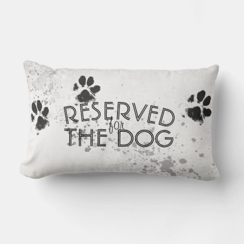 reserved for the dog paw print gray and white fun  lumbar pillow