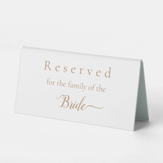 Reserved for the family of the bride  table tent (Front)