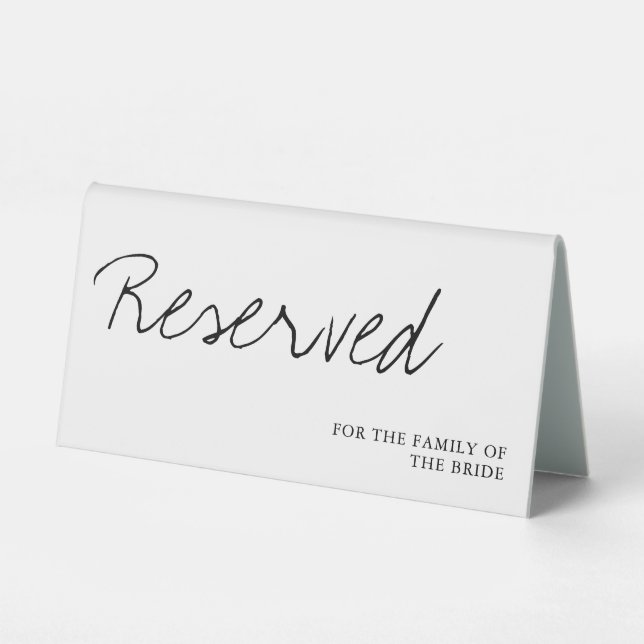 Reserved for the Family of the Bride Wedding Sign (Front)