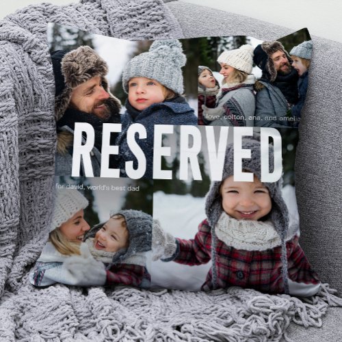 Reserved for Worlds Best Dad Photo Collage Throw Pillow