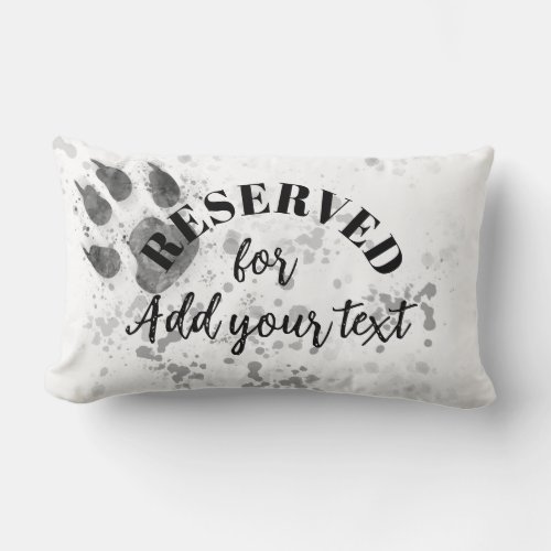 reserved for your dog paw print custom gray white  lumbar pillow