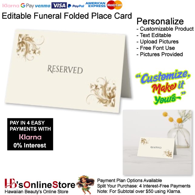 Reserved Funeral Tribute Memorial Funeral Folded Place Card (Reserved Funeral Tribute Memorial Funeral Folded Place Card.)