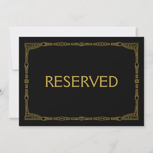 Reserved Gold Art Deco Style Wedding Sign Invitation