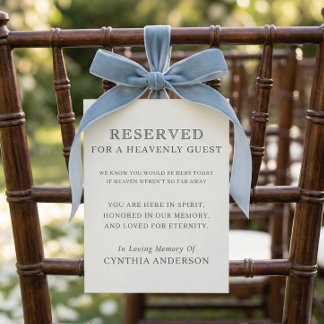 Reserved Heavenly Guest Wedding Ceremony Seat Sign