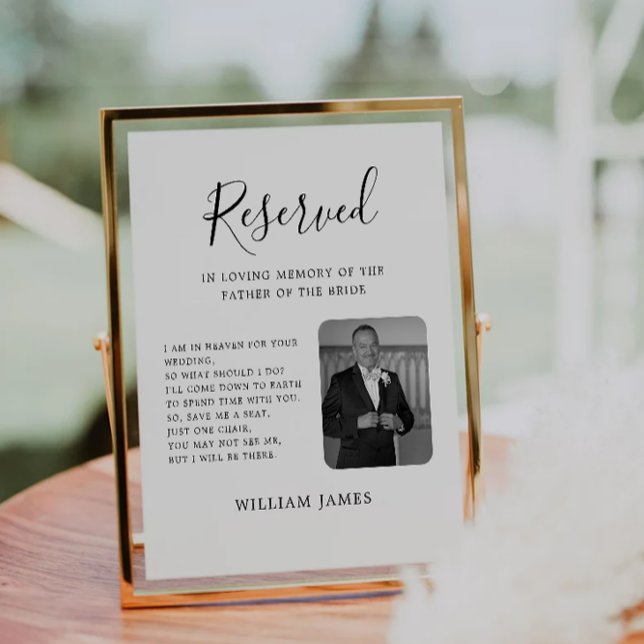 Reserved in Memory Sign, Wedding Memorial Template Pedestal Sign (Reserved in Memory Sign, Wedding Memorial Template Pedestal Sign)
