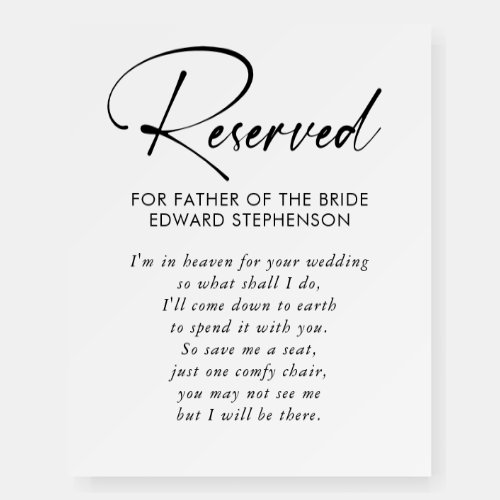 Reserved _ Loved One In Heaven Memorial Wedding Foam Board