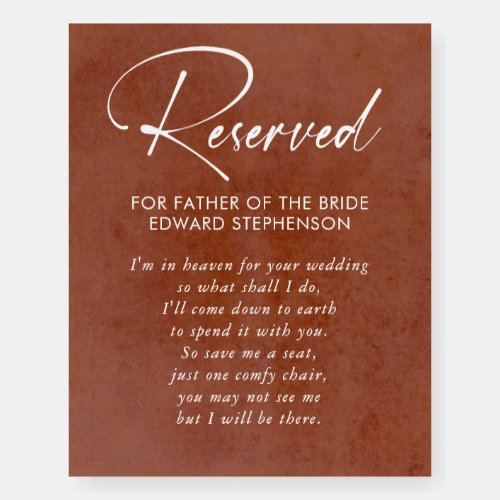 Reserved _ Loved One In Heaven Memorial Wedding Foam Board