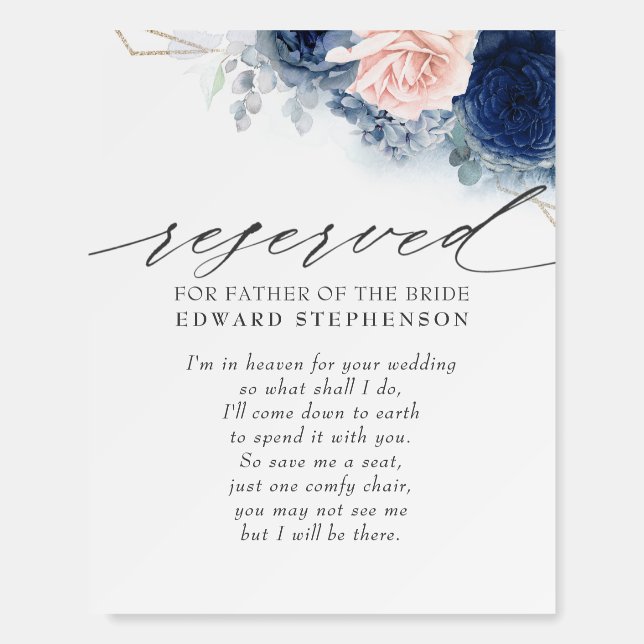 Reserved - Loved One In Heaven Memorial Wedding Foam Board (Front)