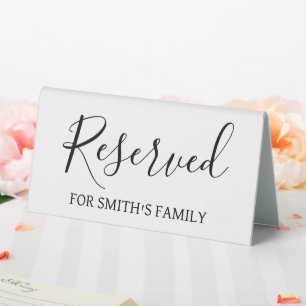 Reserved Minimalist Wedding Reserved  For Family Table Tent