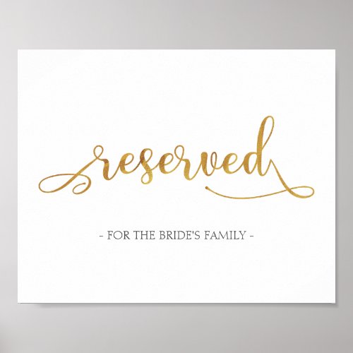 Reserved modern gold white Wedding Sign