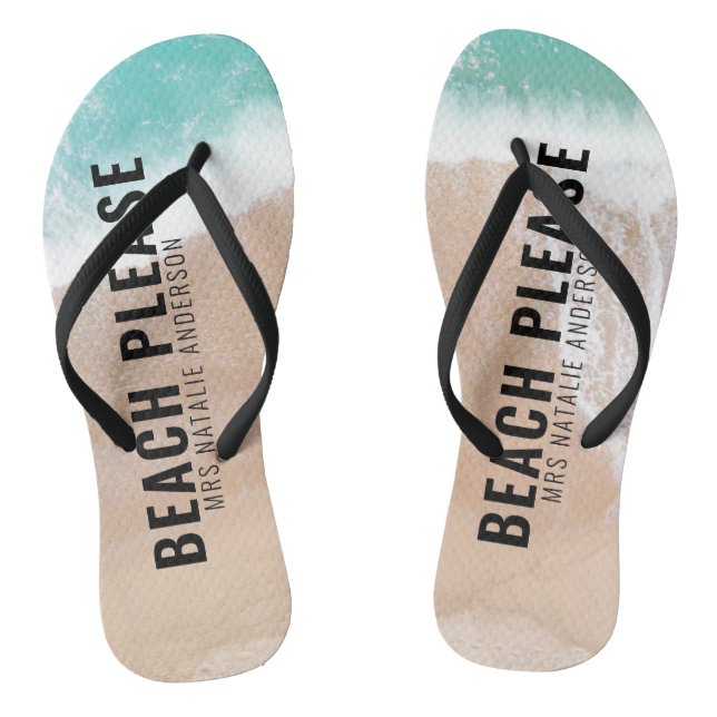 Reserved ocean beach gift summer funny typography flip flops (Footbed)