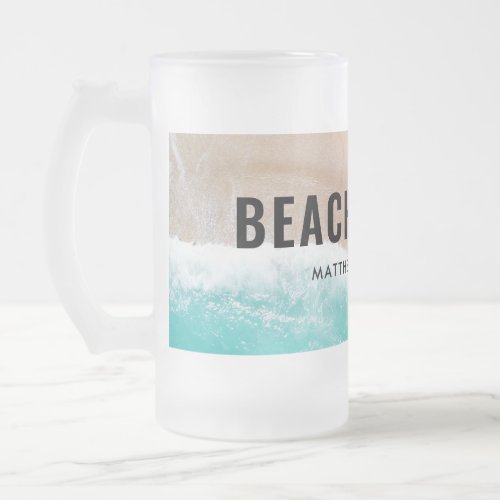 Reserved ocean beach gift summer funny typography  frosted glass beer mug