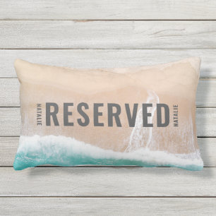 Reserved ocean beach gift summer funny typography  lumbar pillow